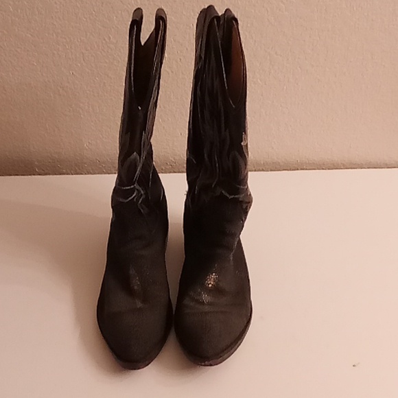 Vibram Leather Western Rodeo Festival Party Gothic Sz 8 Black-Cream-Gold Colors - Picture 1 of 11